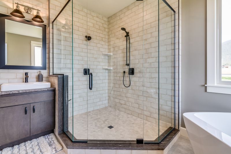 Finished Shower with Glass Enclosure